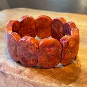Vintage Gorgeous Apple Coral Sponge Coral Stretch Elastic Bracelet